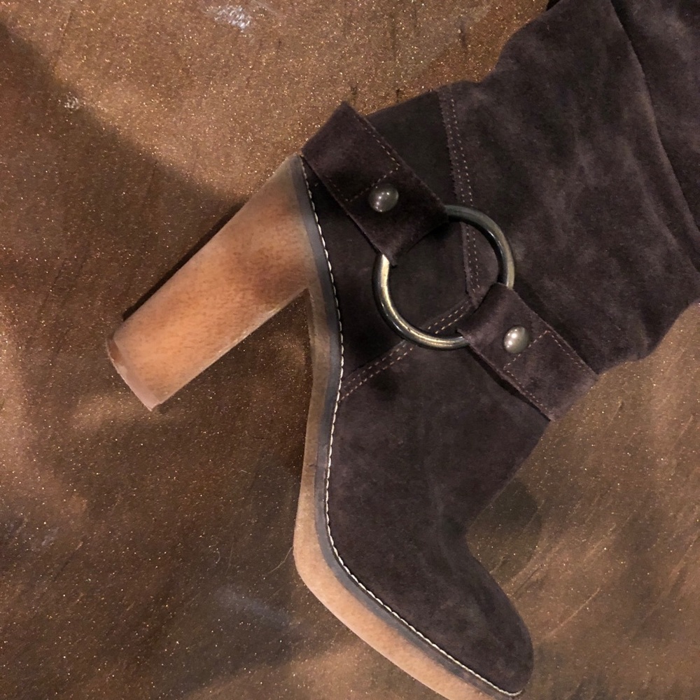Brown suede boots